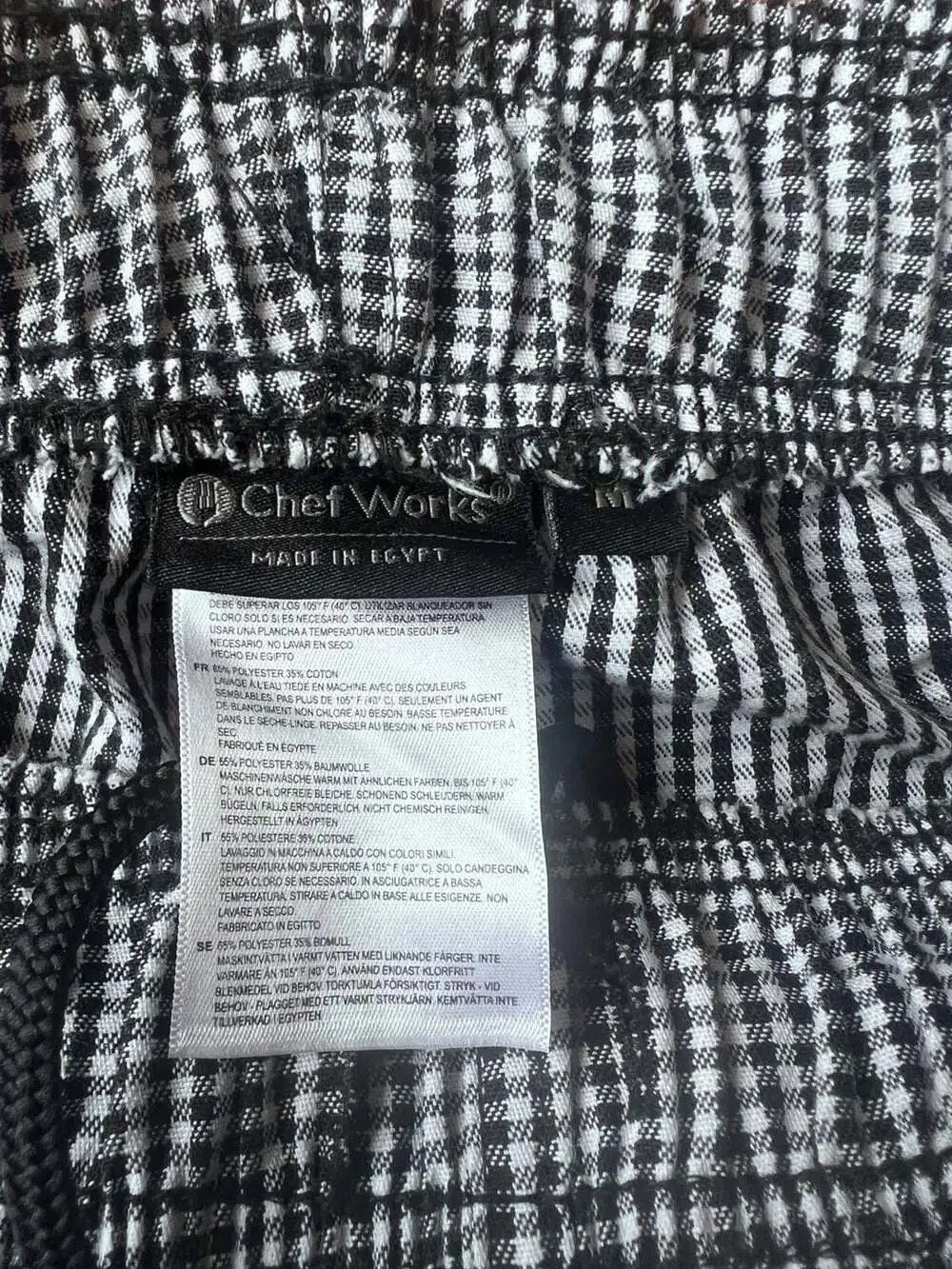 Chef Works Black and White Gingham Chef Pants Size M